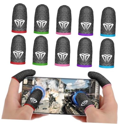 WLLHYF 10pcs Mobile Phone Gaming Finger Sleeves, Breathable Smooth Feel Gamer