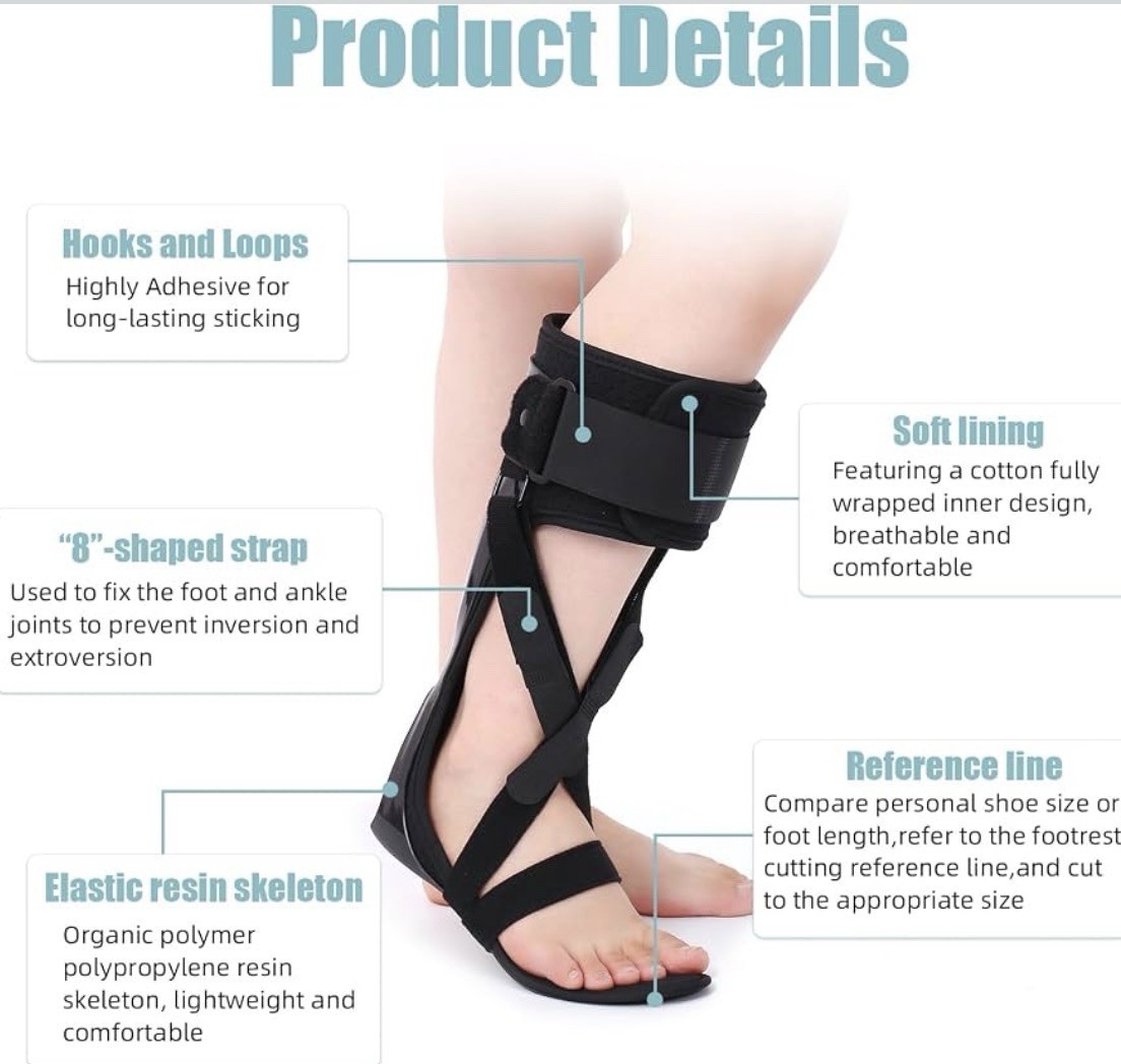 Medical AFO Foot Drop Brace Ankle Foot Orthosis Drop Foot Stabilizer Med Right