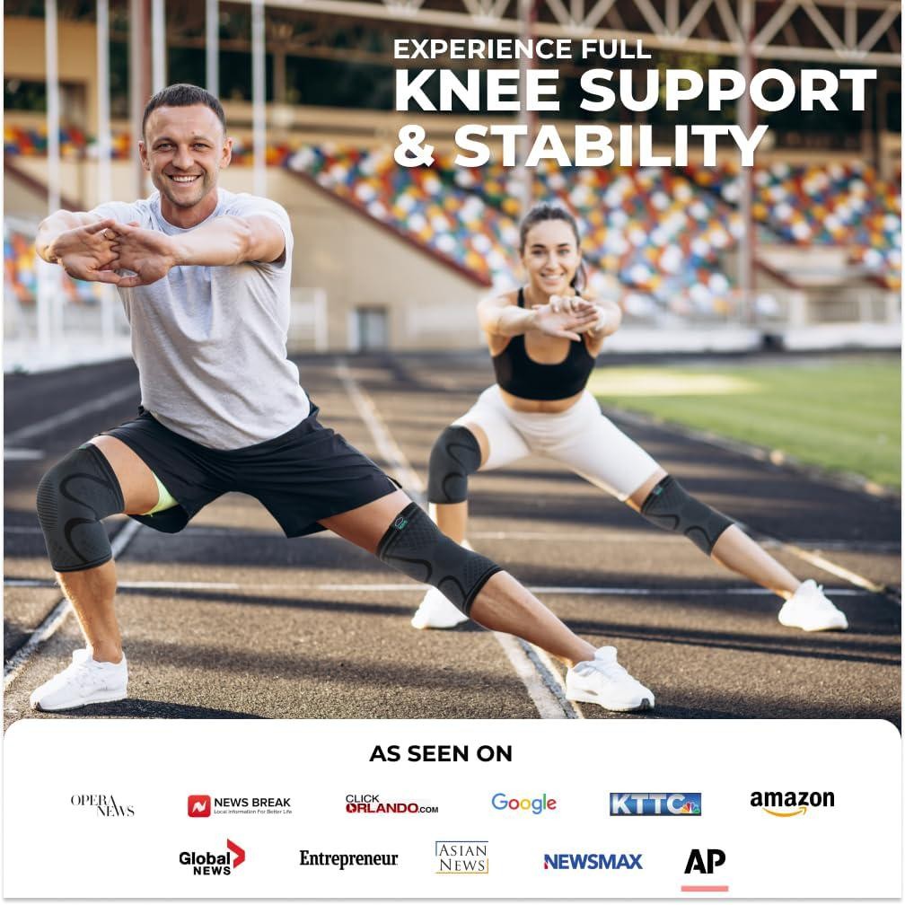 MODVEL 2 Pack Compression Knee Braces for Men and Women Knee Support Sleeves for