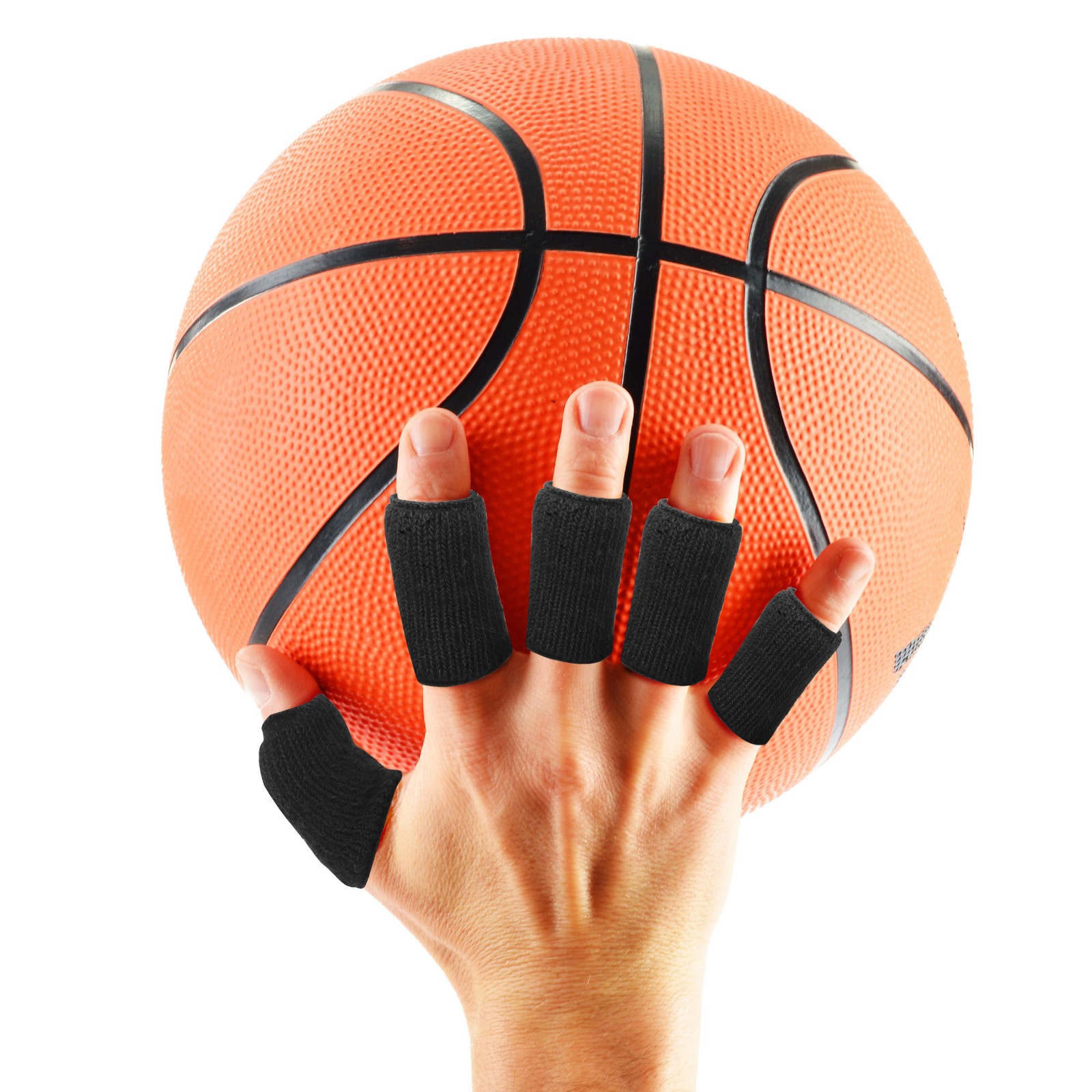 10 Pcs Black Finger Sleeves Compression Brace Splint Arthritis Sports Protector