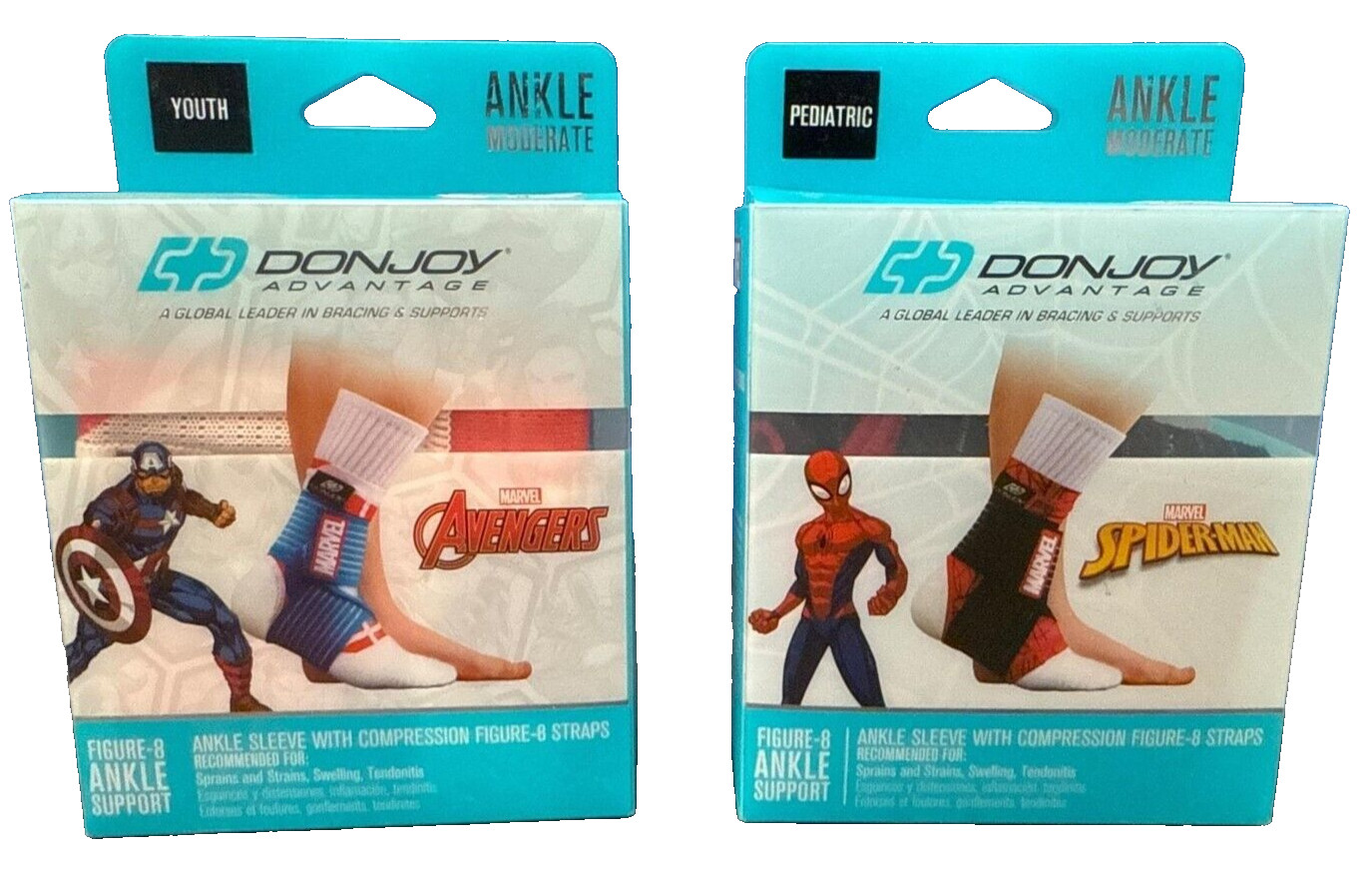 DonJoy Spiderman Moderate Figure 8 Compression Ankle Support Sleeve Youth Size