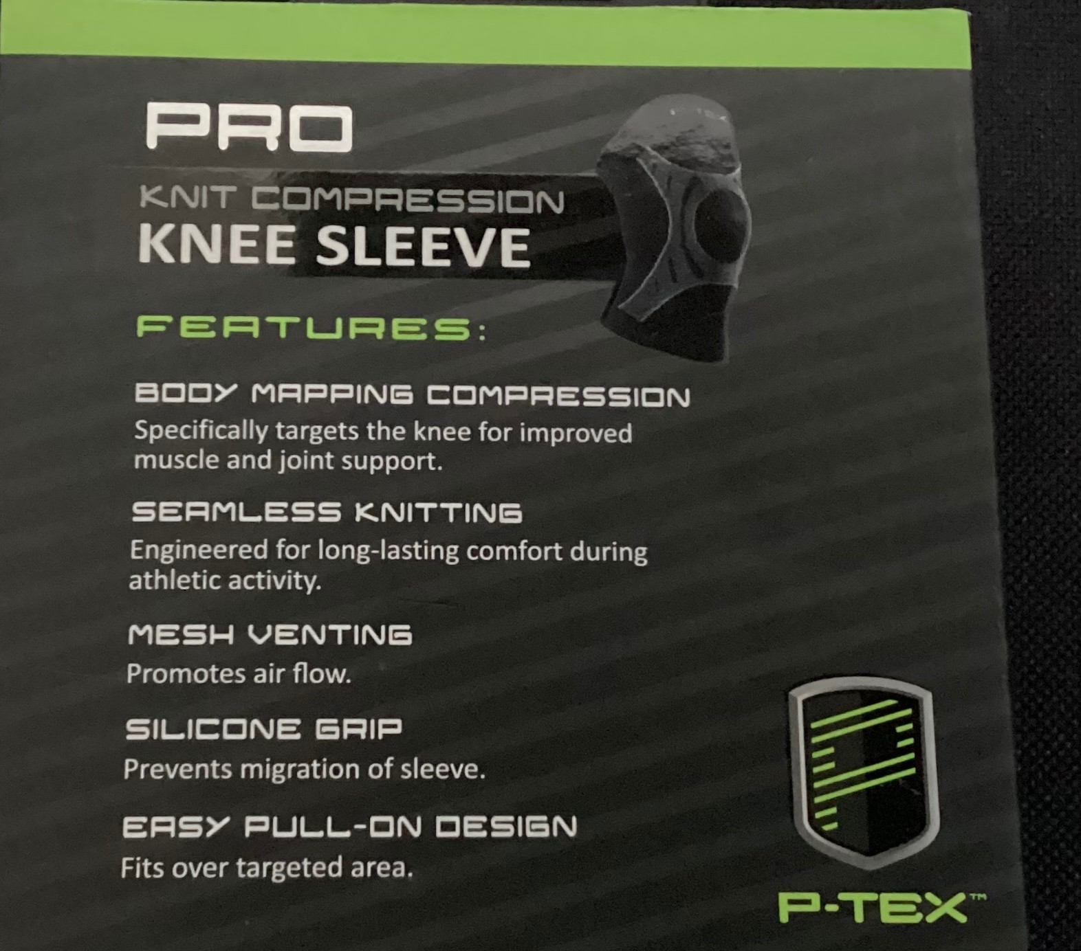 P-TEX **PRO KNIT COMPRESSION KNEE SLEEVE ** P-TEXK500* Size XL Black