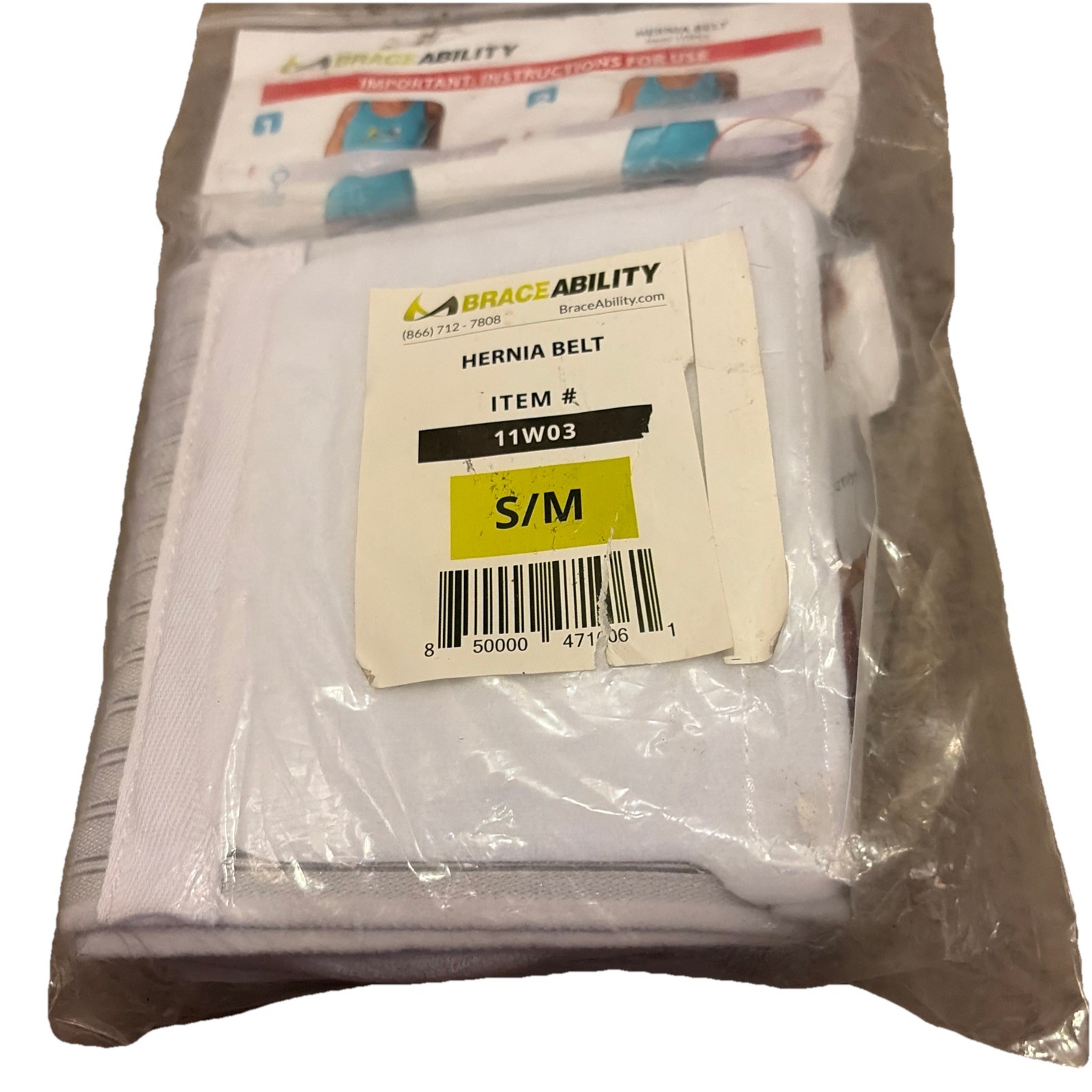 BraceAbility Hernia Belt for Men & Women Compression Support Pad 5″ Sz. S/M NEW