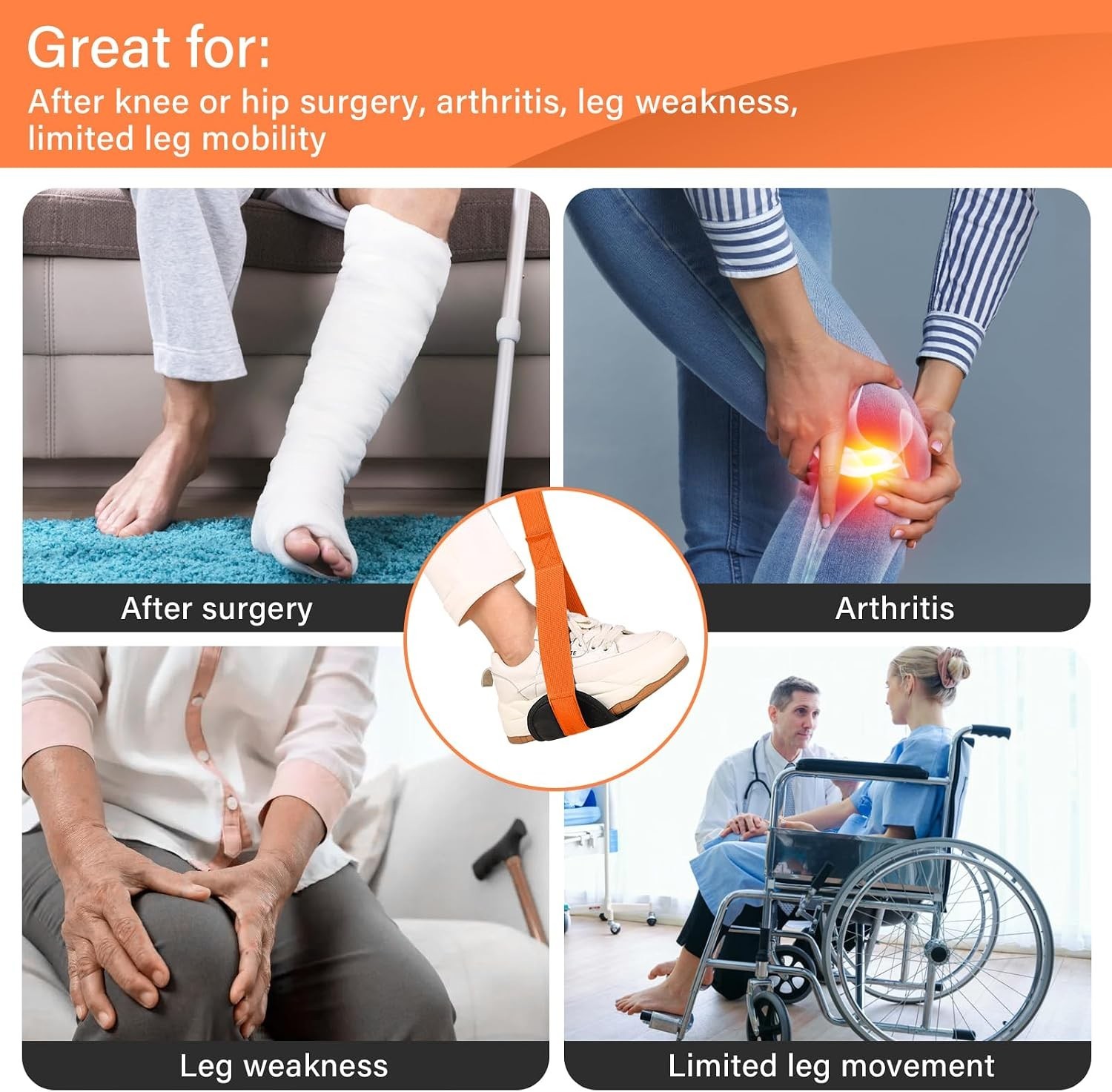 Durable Lightweight Leg Lifter with Padded Grip – Ideal for Recovery and Therapy