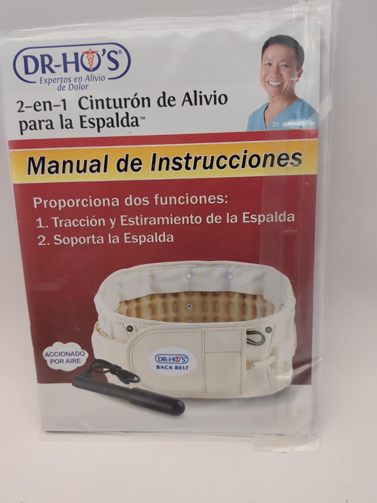 DR-HO’S 2-in-1 Back Relief Belt Size A 25-41″ Inflatable Support NEW