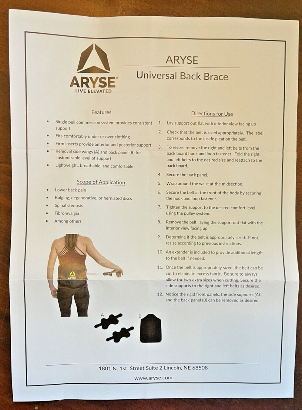 ARYSE Metforce Universal Back Brace AY 37/50 Adjustable Waist Small-4XL