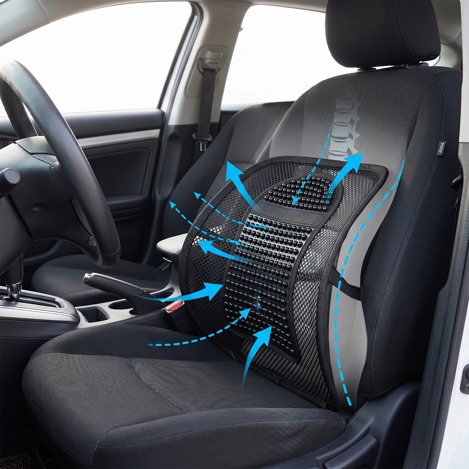 Car Seat Back Support Breathable Mesh Back Lumbar Cushion for Office Chairs Car