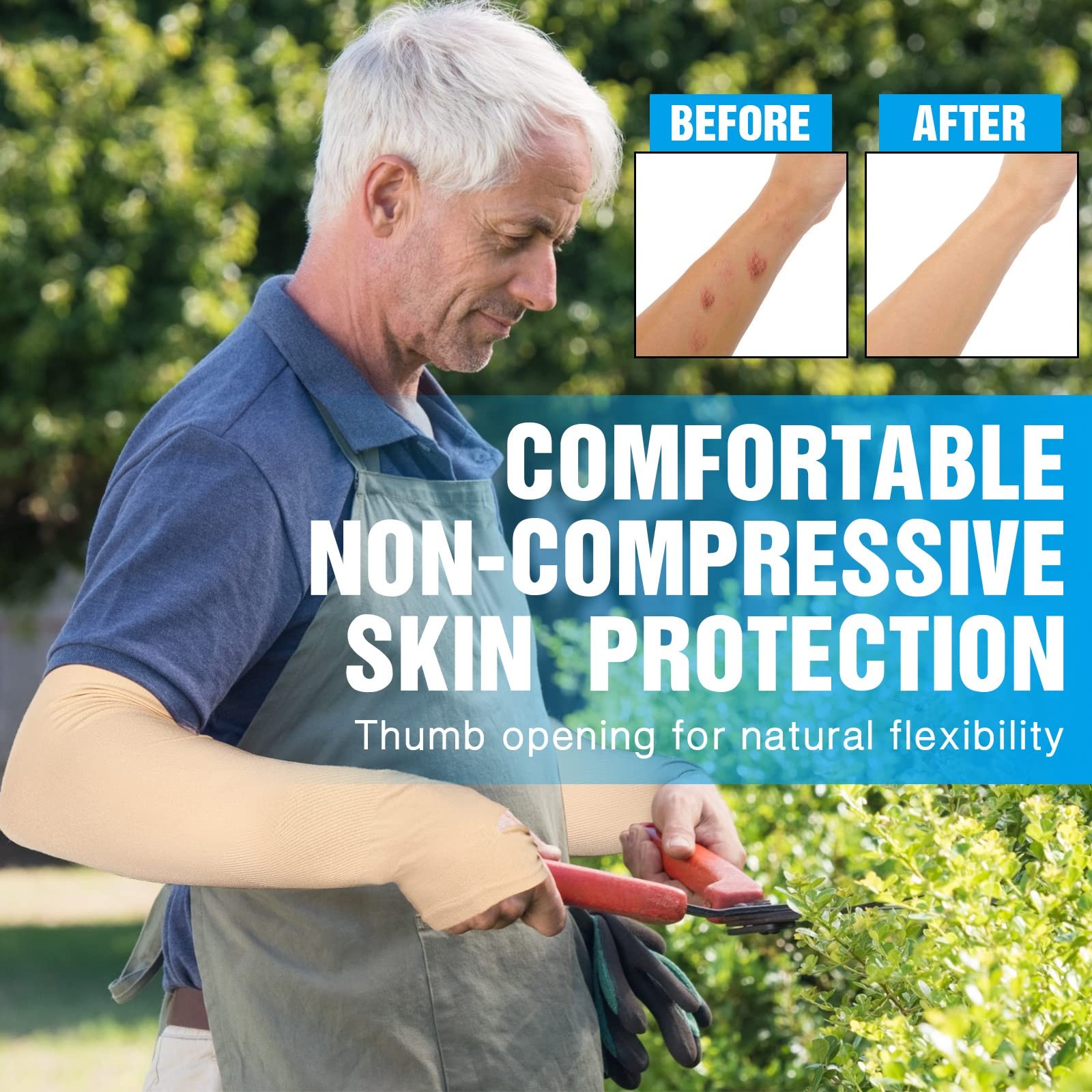 Janmercy 4 Pairs Protective Arm Sleeve for Thin Skin Elderly One Size, Nude