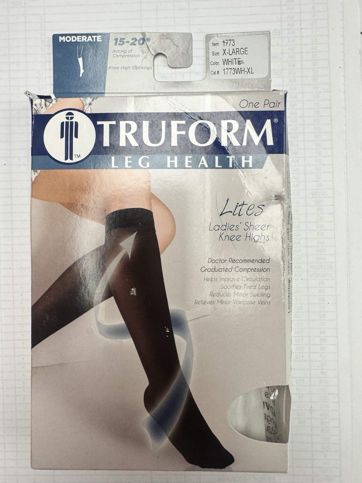 Truform Lites Ladies’ Sheer Knee Highs Compression Stockings White 15-20 mmHg