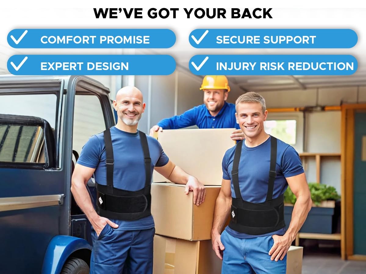 Lower Back Brace with Suspenders | Support X-Large (Pack of 1), Black