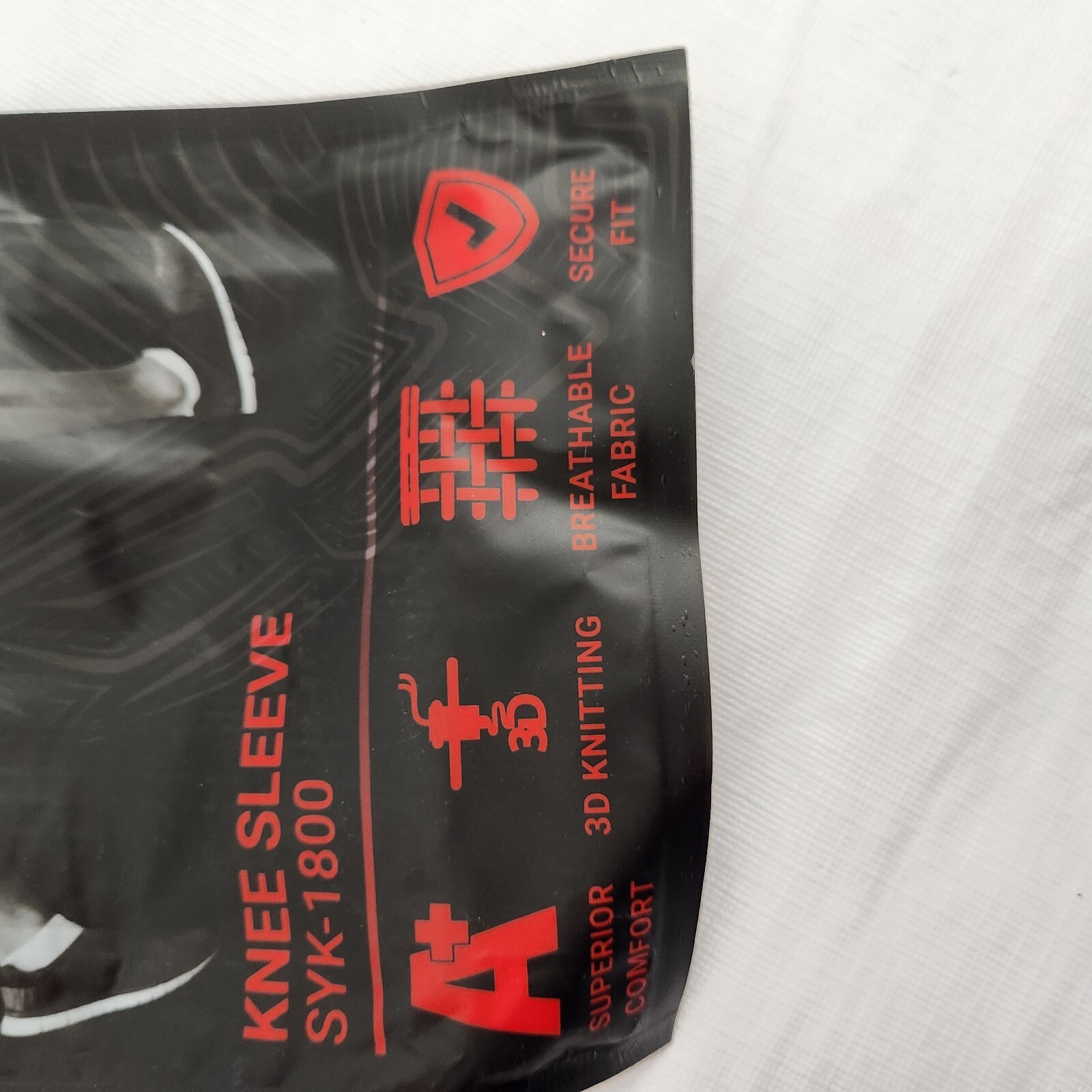 Knee Sleeve Gray Red Compression Unisex Adults One Piece Medium