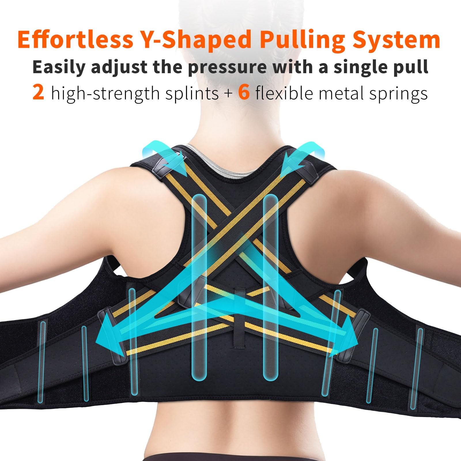 FALCOFIT Posture Corrector for Men and Women, M (Underbust: 33-41”), Black