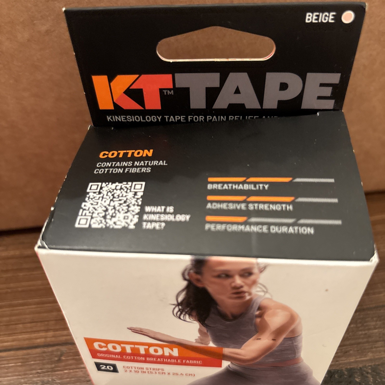 KT TAPE Original Cotton Sports Tape, 20 Pre-Cut Strips 2″x10″ Beige New