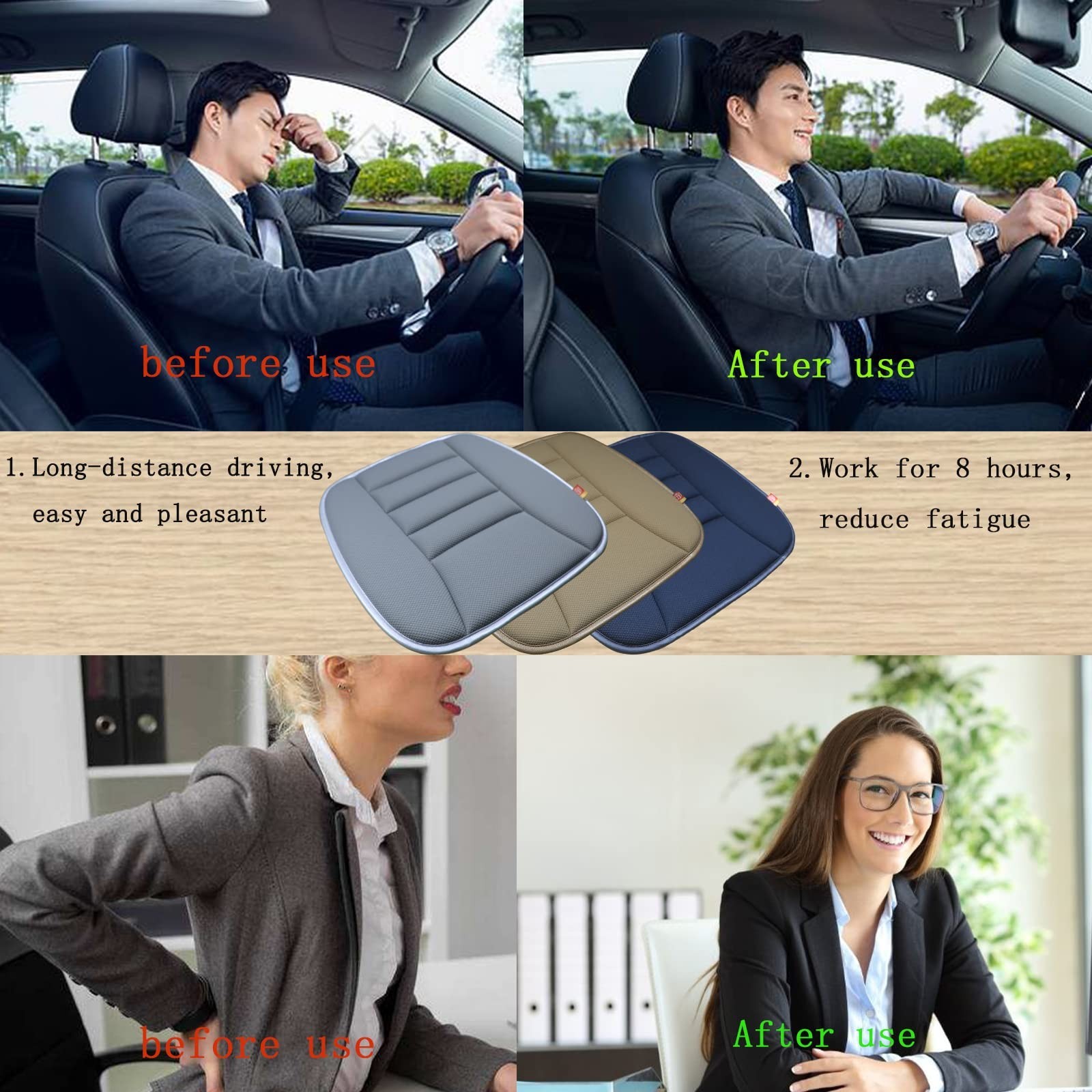 Car Seat Cushion Memory Foam Thin Seat Cushion for Car Truck Seat Driver, 20x…