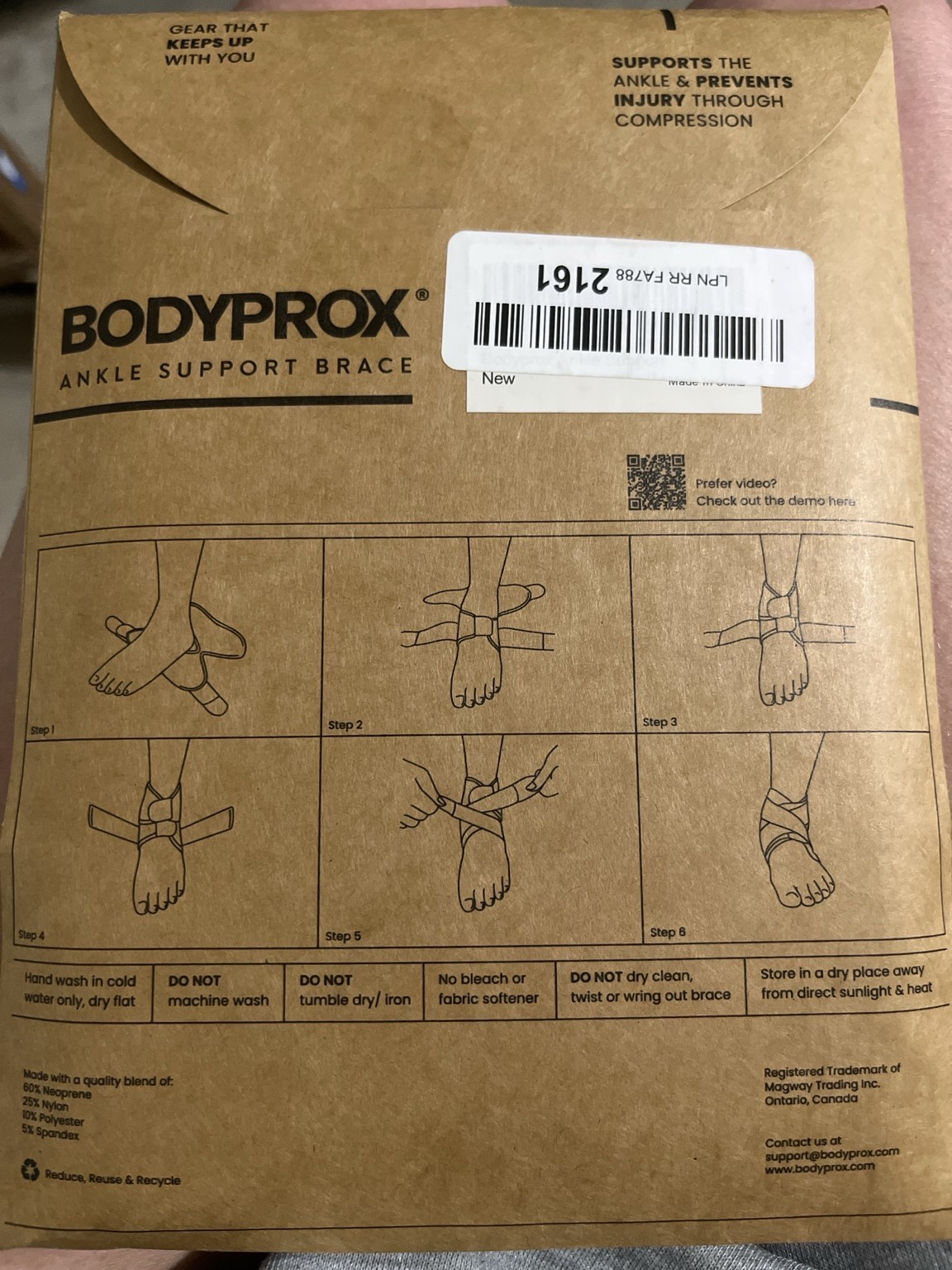 Bodyprox Ankle Support Brace Wrap, Breathable Neoprene Sleeve, Plantar Fasciitis