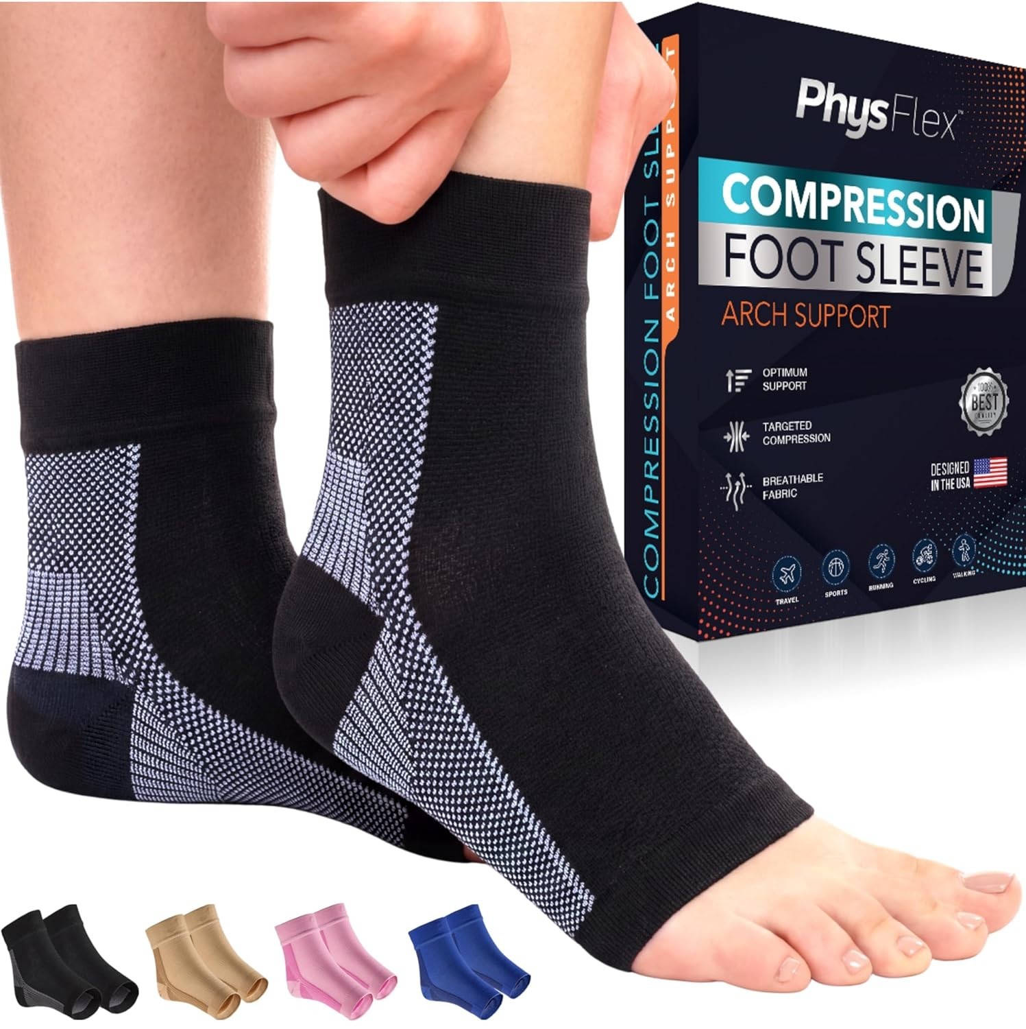 Durable Compression Socks with 20-30mmHg for Foot Swelling & Fatigue Relief