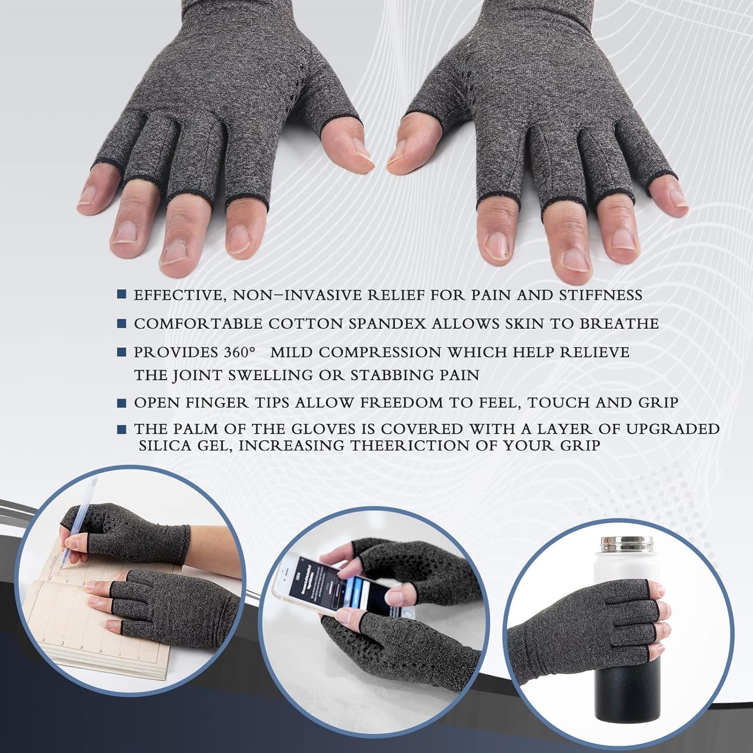 Compression Gloves for Arthritis Relief – Unisex Fingerless Design