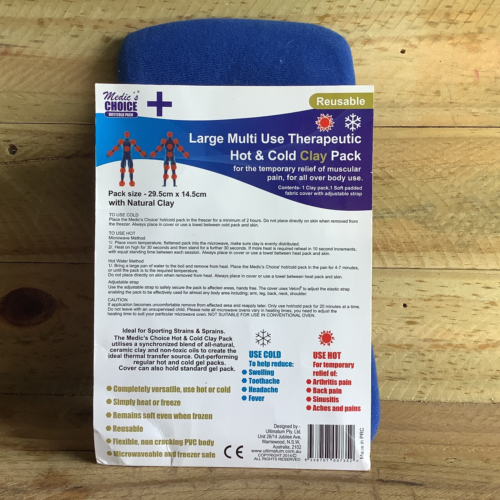 MEDIC’S CHOICE LARGE MULTI USE THERAPEUTIC CLAY PACK – HOT AND COLD USE