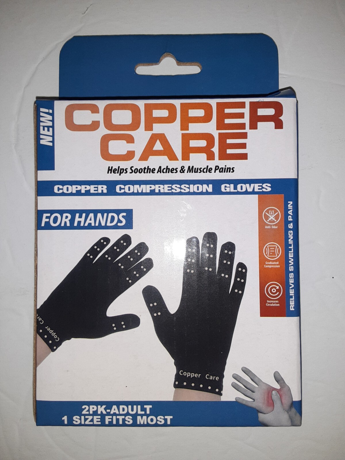 Copper Care Compression Gloves Adult 1 Size Fits Most-1 Pair Swelling & Pain NEW