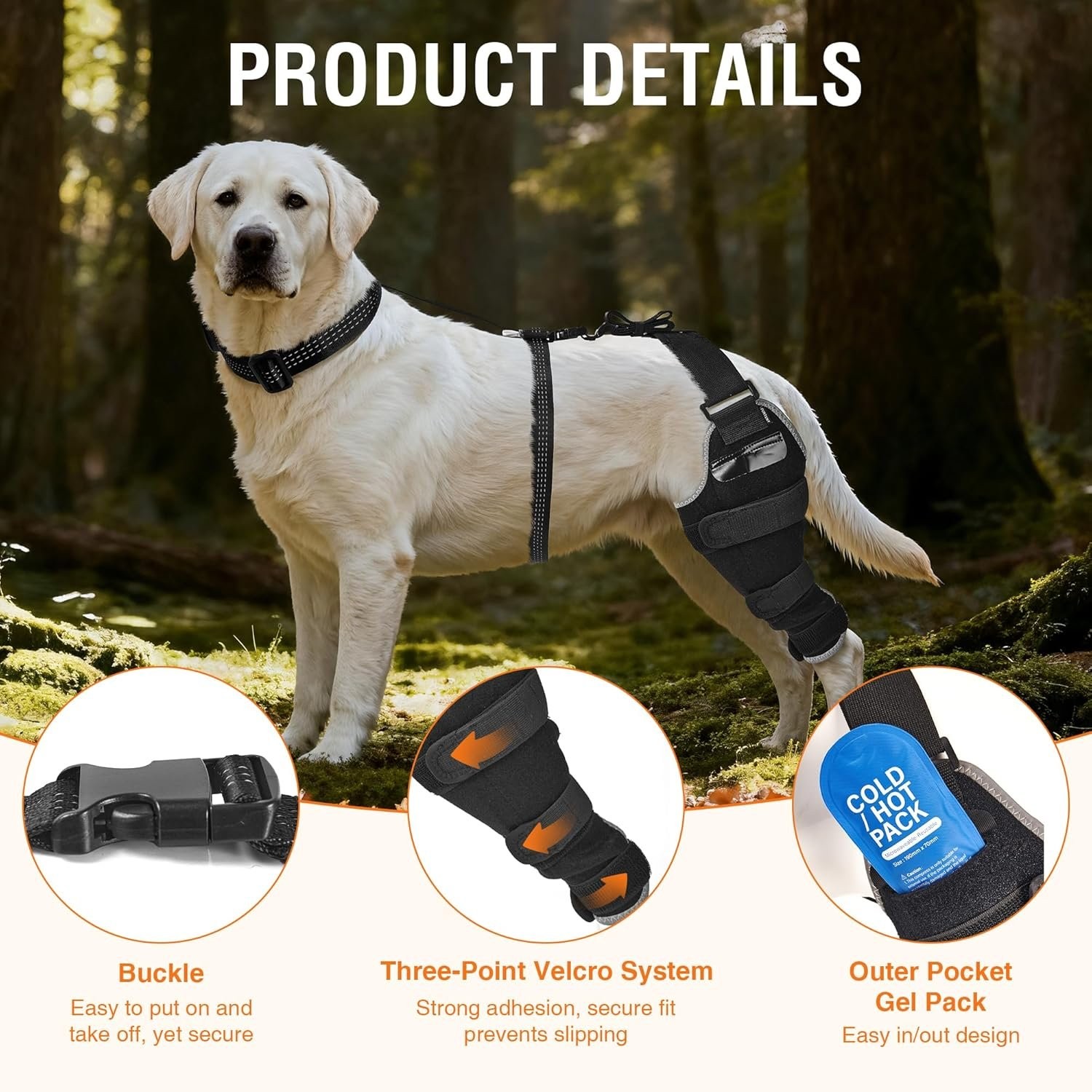 Large Dog Brace for Back Leg for Support – Breathable Adjustable Dog ACL Knee Br