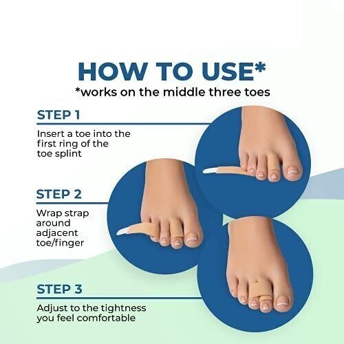 Broken Toe Wraps Hammer Toe Separator Splint Cushioned Bandages 4 pk NatraCure