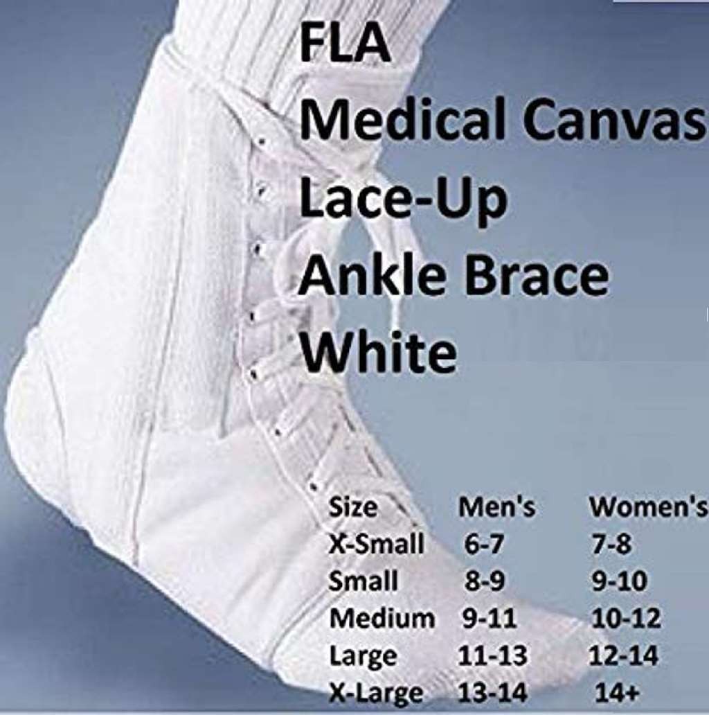 FLA Lace-Up Ankle Brace (Size: S) White Medical Canvas