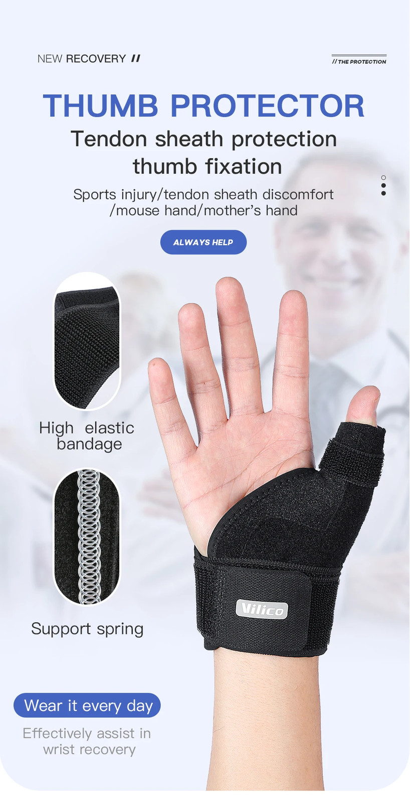 1PC Flexible Splint Wrist Thumb Support Brace for Tendonitis Arthritis