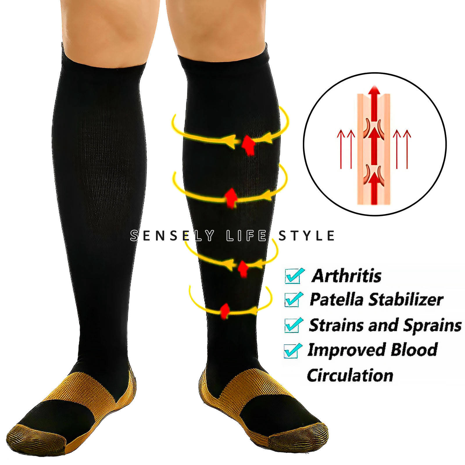 Nylon Compression Socks Support Graduated Stockings Mens Womens 15-20 mmHg -US