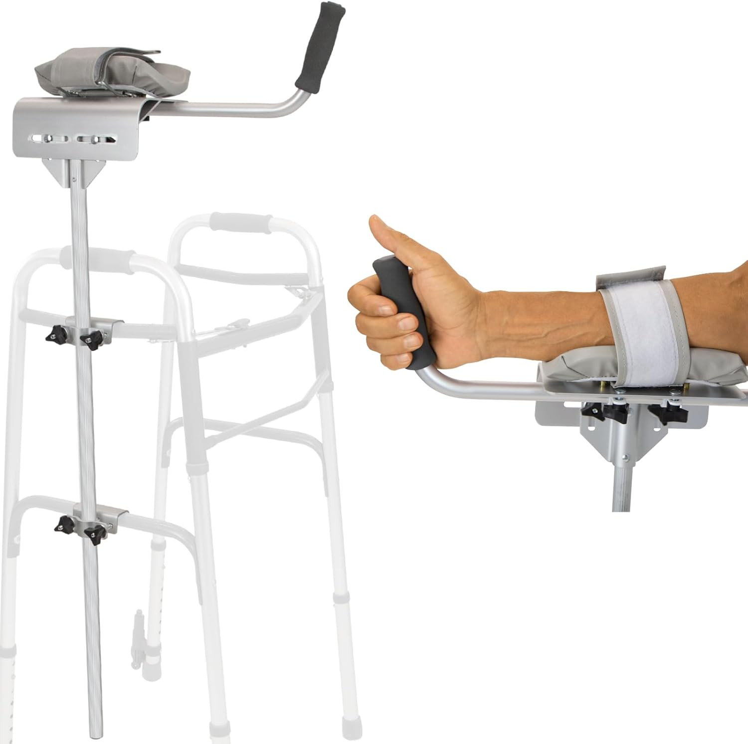 Walker Platform Attachment with Adjustable Padded Cuff, No Tools Needed, Attache
