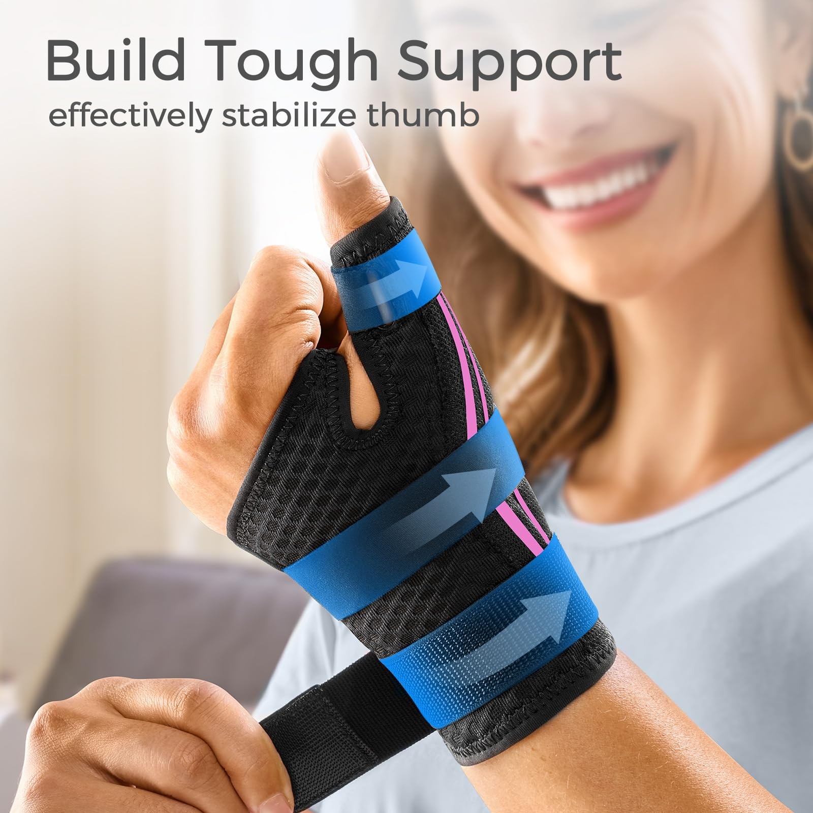 FREETOO Ergonomical Thumb Brace Right Hand S/M – Fit both hands, Pink / Black