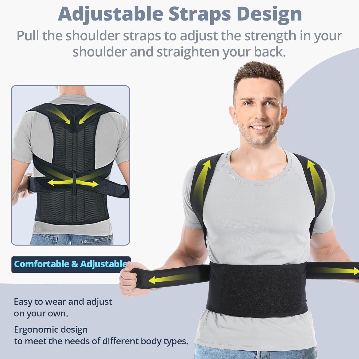 Fitsupport Back Brace Posture Corrector for Back Pain Relief, Lumbar,shoulder.