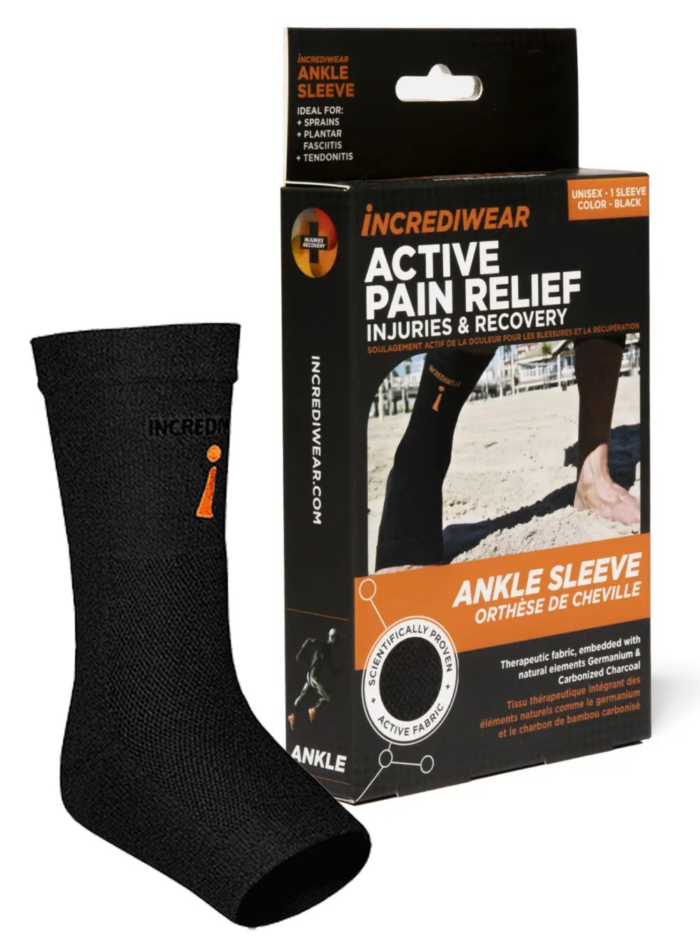 Incrediwear Ankle Sleeve -Active Pain Relief Sprain Support EXTRA LARGE, NEW -XL