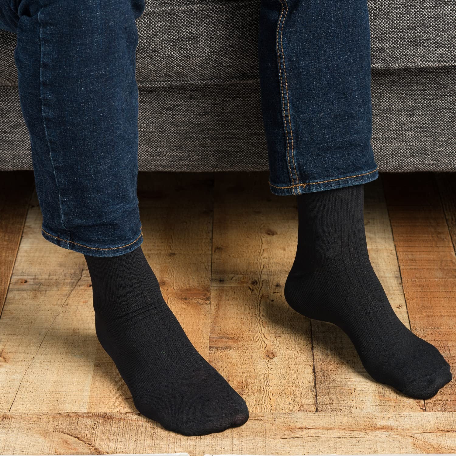 Mens USA Made Knee High 8-15 mmHg Graduated Compression Socks Mild Pressure