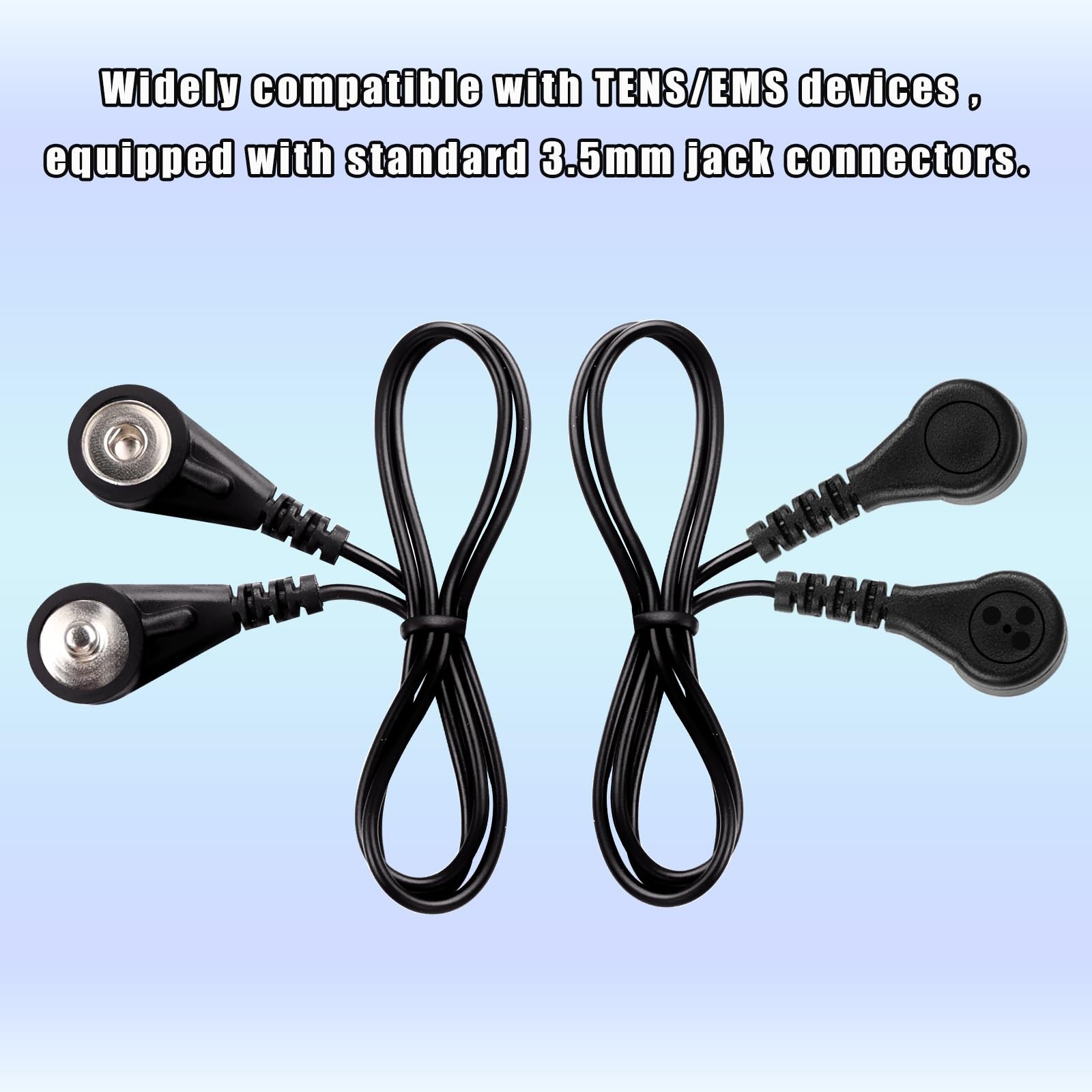 4PCS 3.5mm Lead Wires, Snap Connector Cables for EMS/TENS Compatible Units, S…