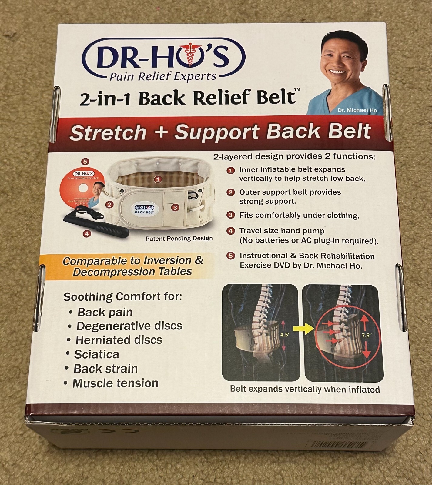NEW DR-HO’S Adjustable 2 In 1 Back Pain Relief Decompression Belt, USA Stock