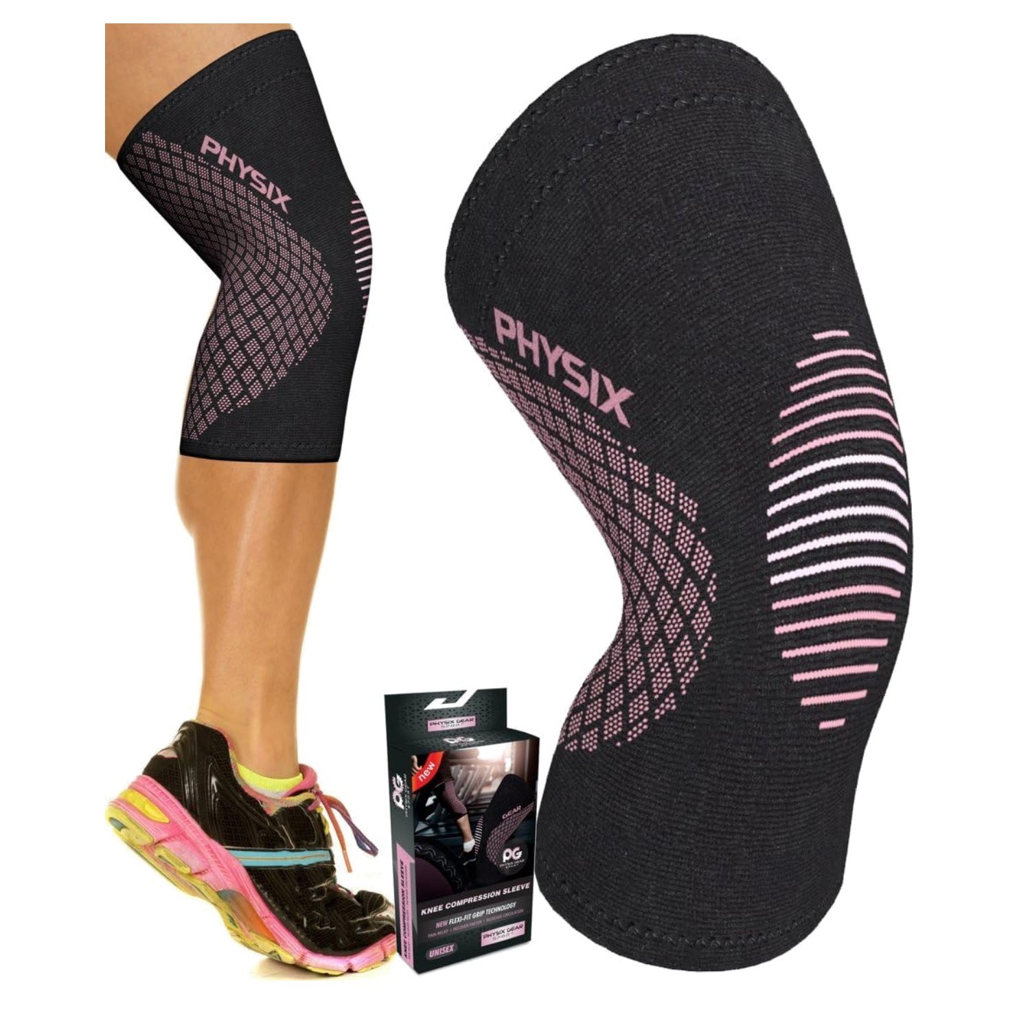 Physix Gear Compression Knee Brace – Ideal for Sports & Workouts, M Size