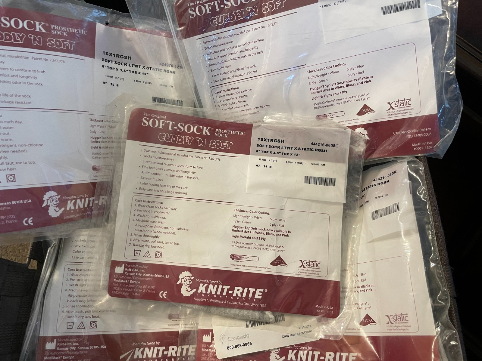 5 PACK Knit-Rite Liner X-Static Prosthetic Sock RGSH 1SX1RGSH Amputee Comfort