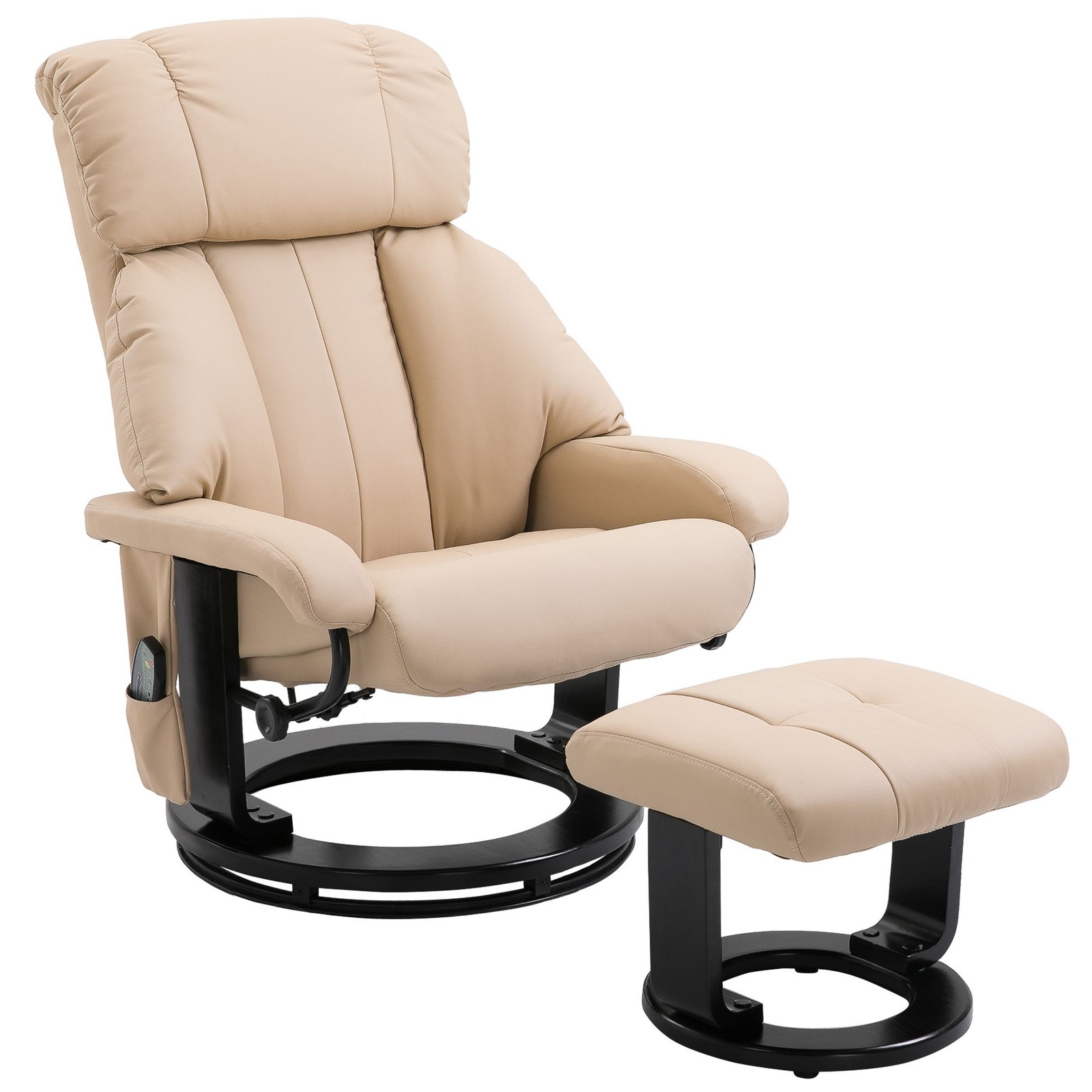 Beige Massage Recliner Chair with Ottoman, 10 – Point Vibrating Heat Function