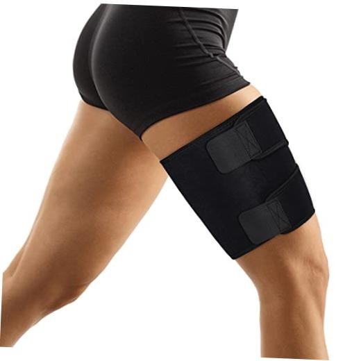 Thigh Wraps Support, Adjustable Compression Neoprene Thigh Sleeve M Black