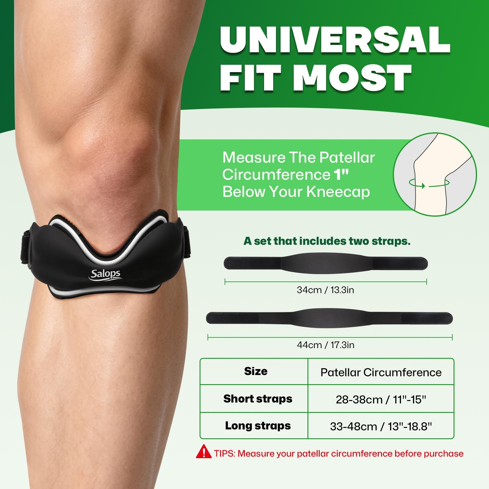 Salops Patellar Tendon Support Strap, Silicone Dual Pad Patella Band for Knee…
