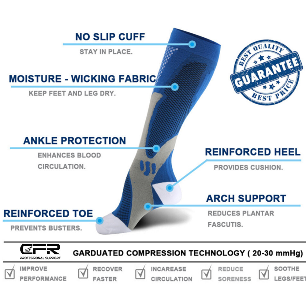 Copper Compression Socks 20-30mmHg Graduated Support Mens Womens Sport Medical