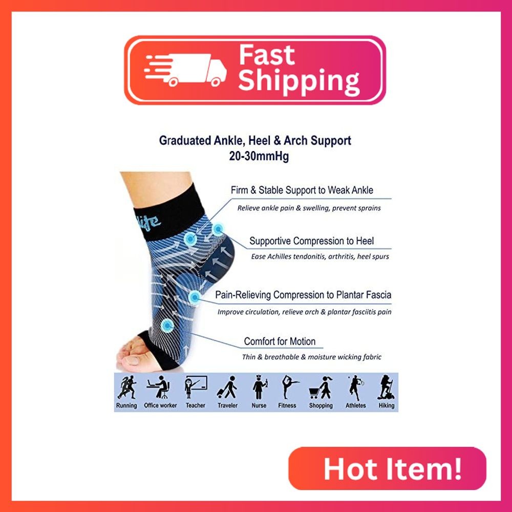 Dowellife Plantar Fasciitis Socks, Ankle Brace Compression Support Sleeves & Arc
