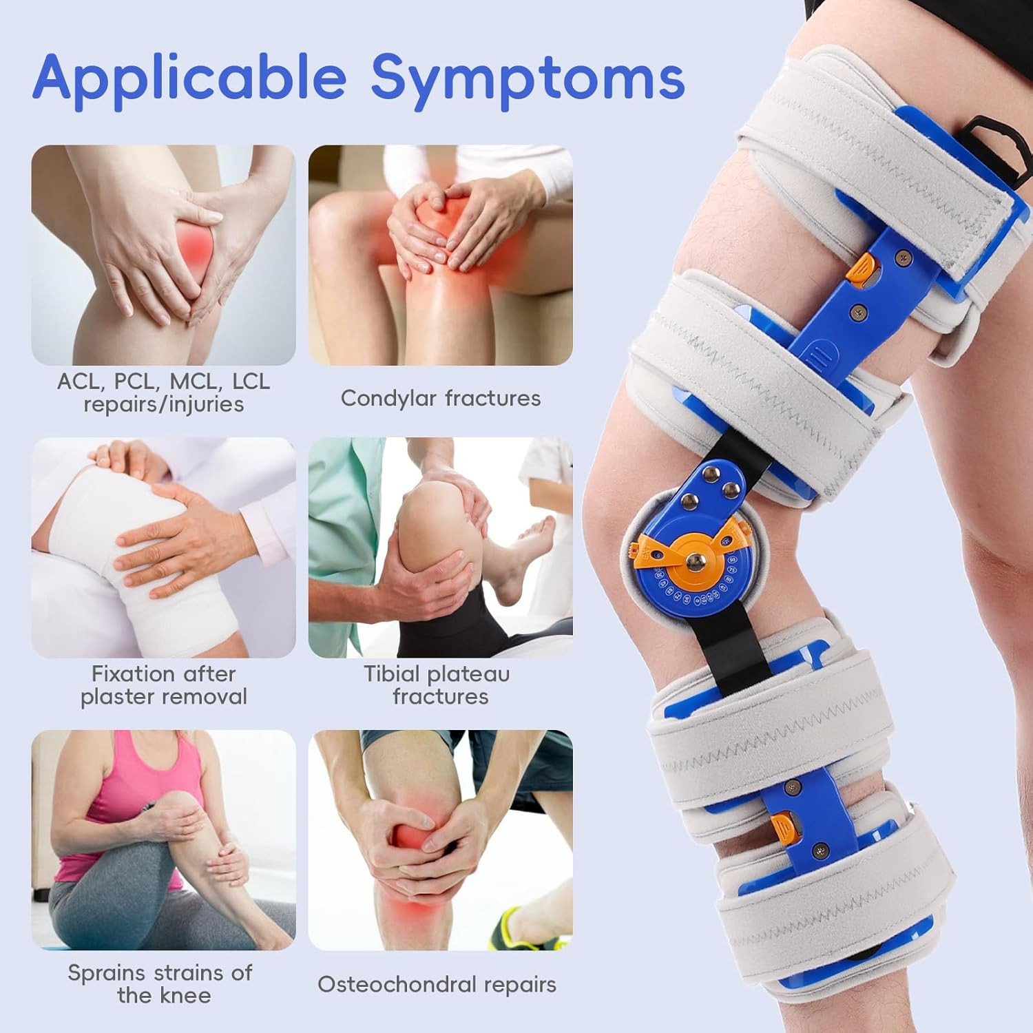 Adjustable Hinged ROM Knee Brace for Post-Op Recovery & Injury Support