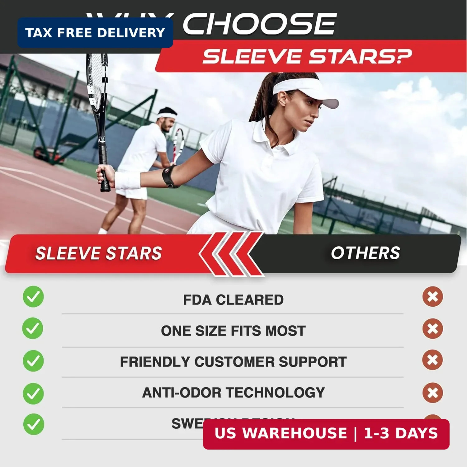 Sleeve Stars Tennis Elbow Brace for Women – Adjustable Tennis Elbow Strap, Golfe