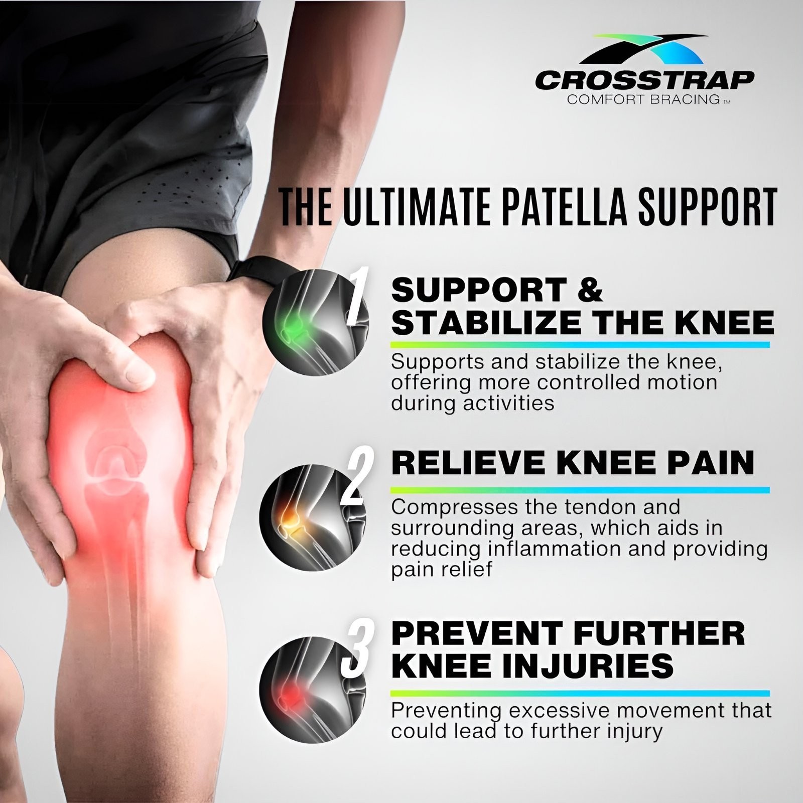 Stabilizing Patella Knee Strap Brace for Running & Sports Pain Relief