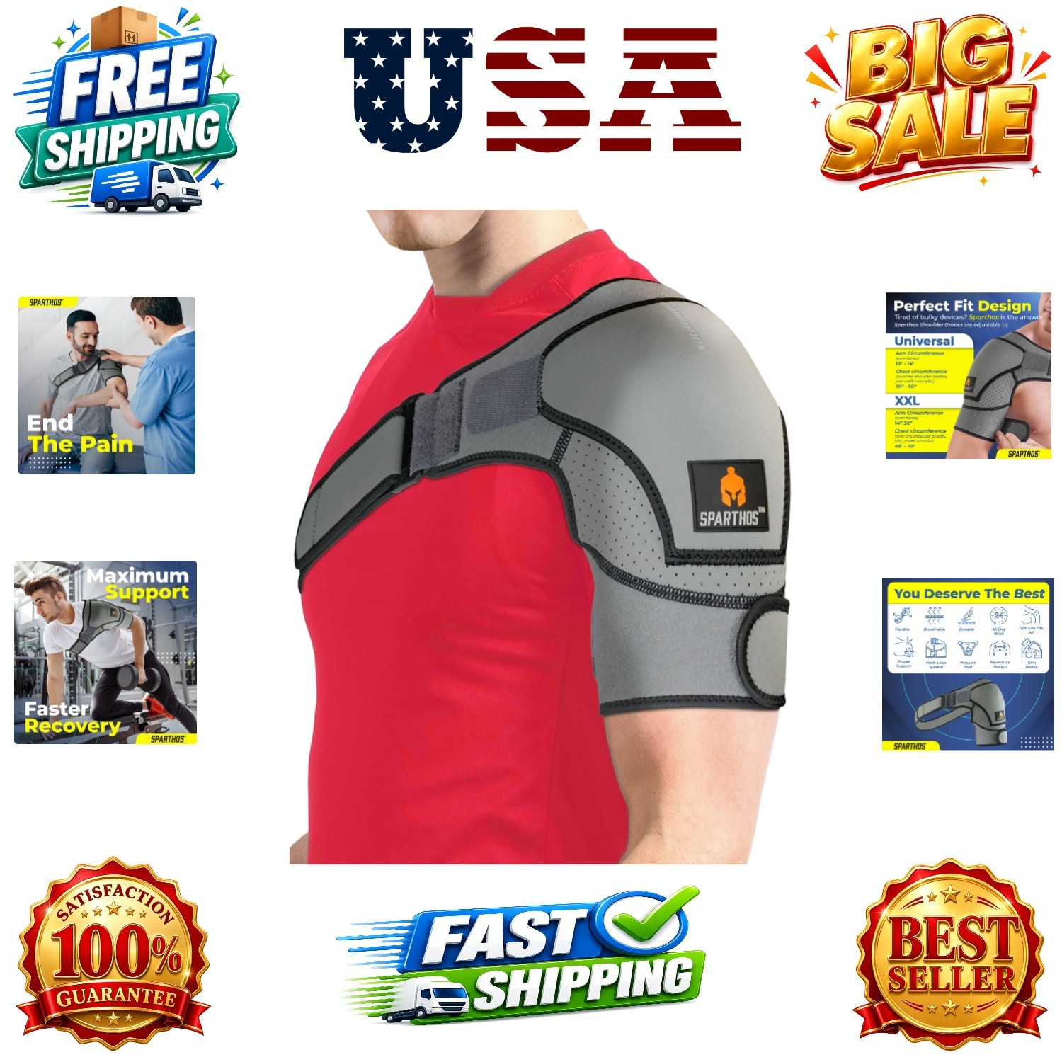 Shoulder Brace – Adjustable Support Sleeve for Torn Rotator Cuff, AC Joint Re…