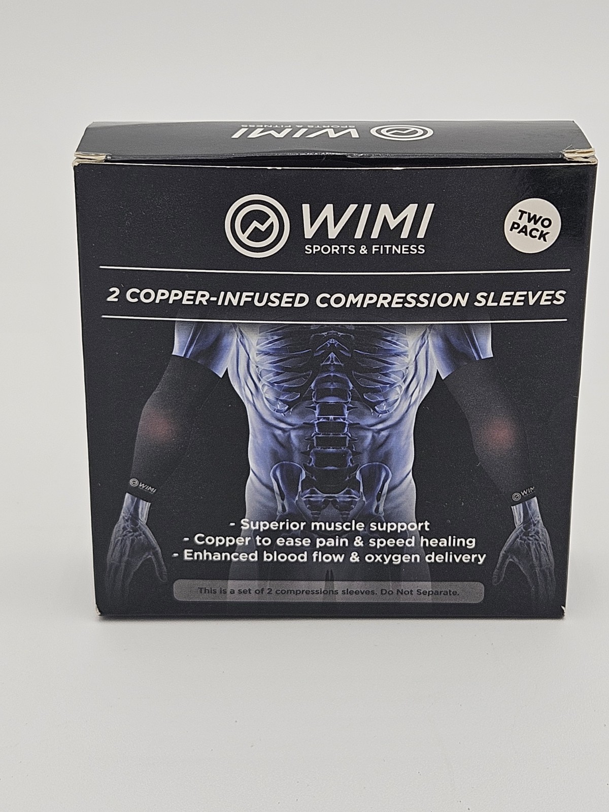 WIMI Compression Elbow Sleeves Black Copper Nylon Small 2 Pack Unisex 12in