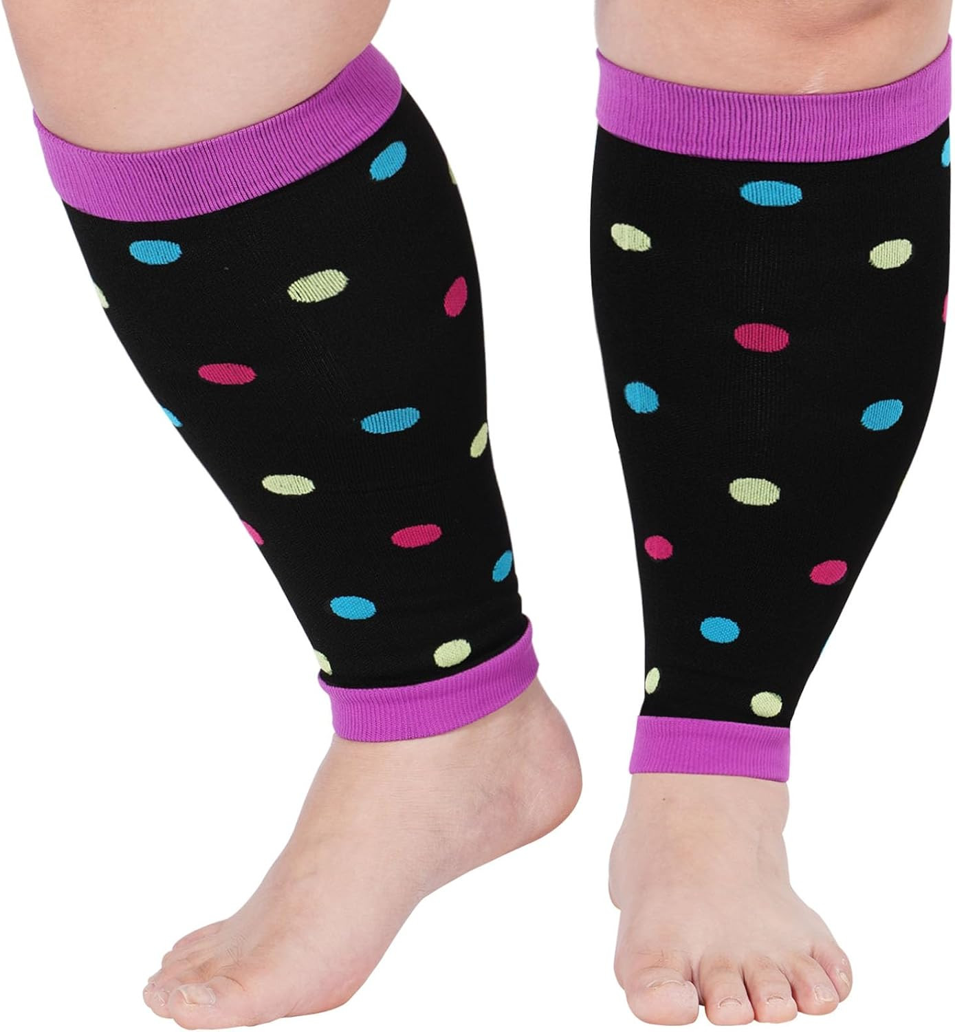 Plus Size Compression Leg Sleeves for Women& Men 15-20Mmhg Wide Calf Knee High L