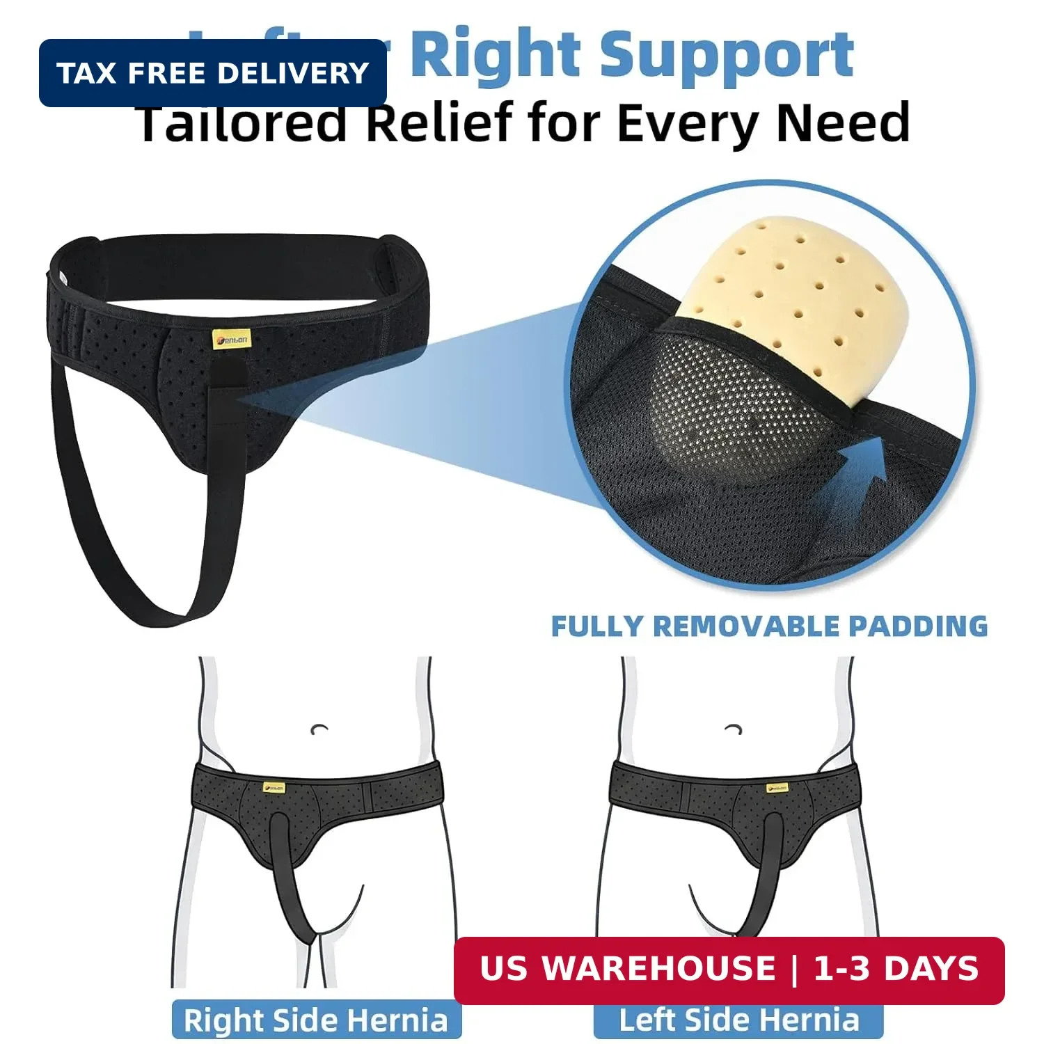 Tenbon Hernia Belts for Men and Women Left or Right Side Hernia Support.