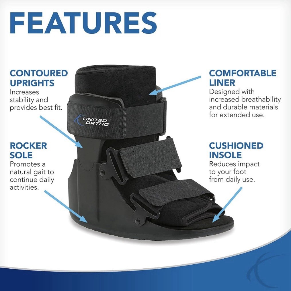 NEW UNITED ORTHO SHORT CAM WALKER FRACTURE BOOT M REHAB FOOT INJURY LEFT RIGHT